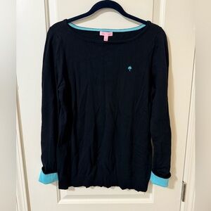 NWT LILLY PULITZER MARIA BOATNECK SWEATER IN BLACK XL
